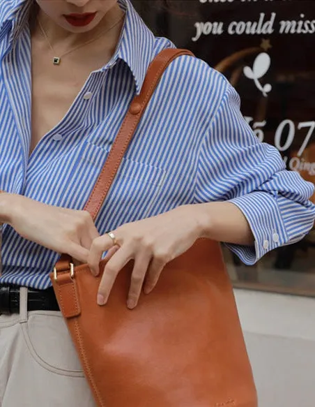 ️ French Mood Blue Striped Loose Shirt  Spring Casual Long Sleeve Top, Korean Chic Street Style for Women
