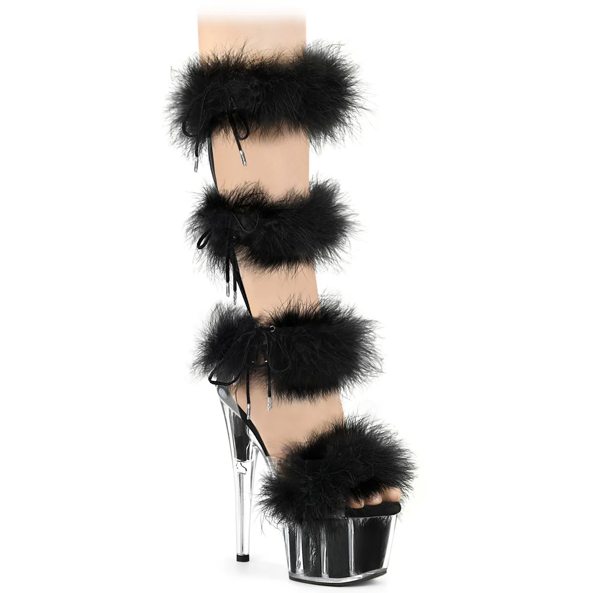 ADORE-728F Pleaser Clear/Black Sexy Platform Shoes (Pole Dancing Heels)