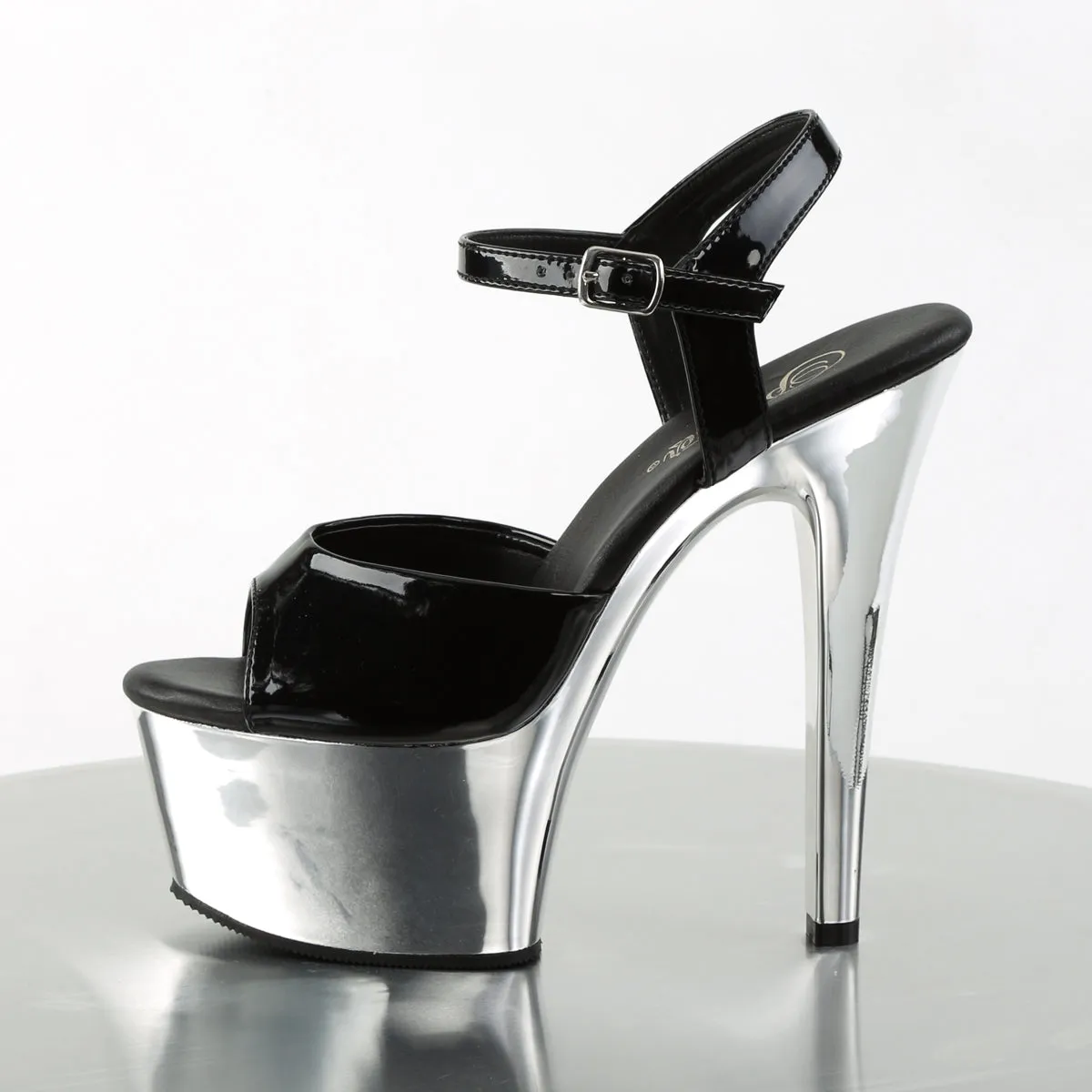 ASPIRE-609 Pleaser Black/Silver Sexy Platform Shoes (Pole Dancing Heels)