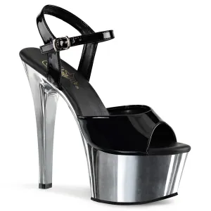 ASPIRE-609 Pleaser Black/Silver Sexy Platform Shoes (Pole Dancing Heels)