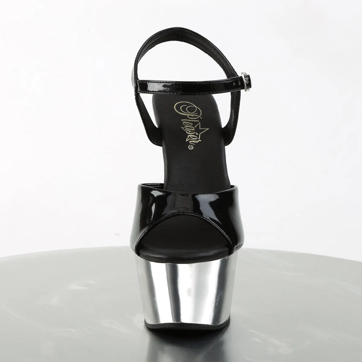 ASPIRE-609 Pleaser Black/Silver Sexy Platform Shoes (Pole Dancing Heels)