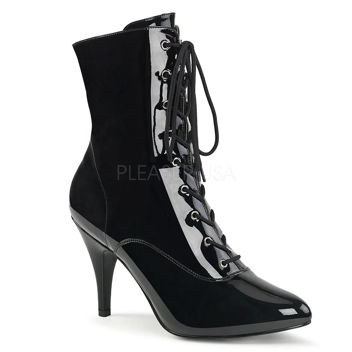 Black Lace-Up Ankle Boots with 4-inch Heels PS-DREAM-1020