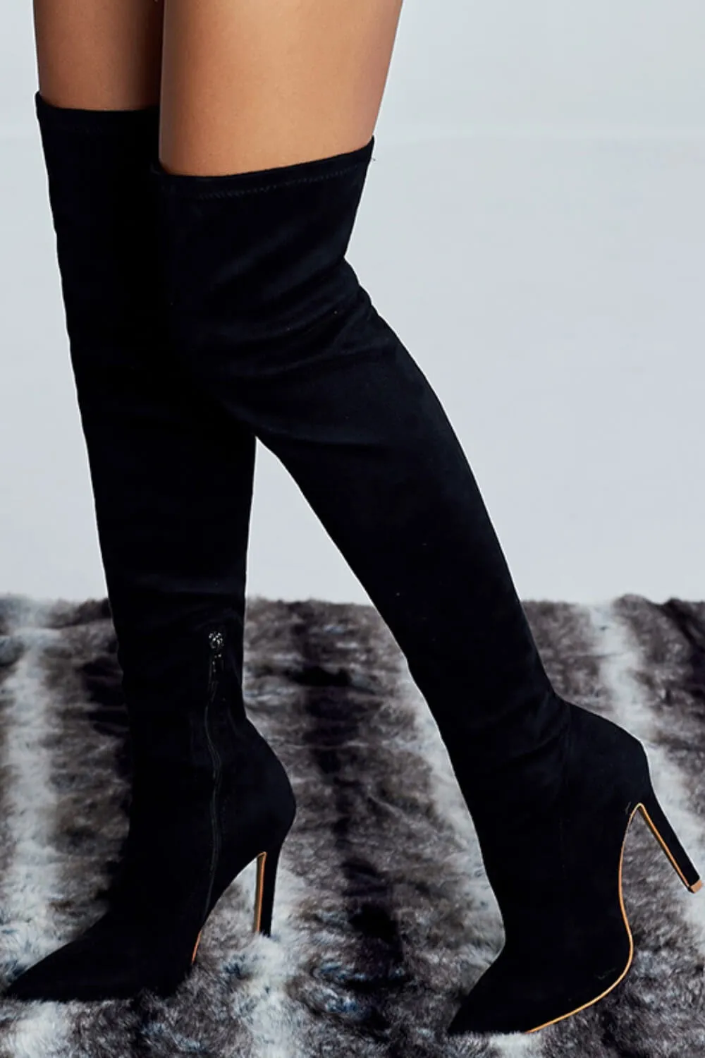 Black Over The Knee High Heel Boots