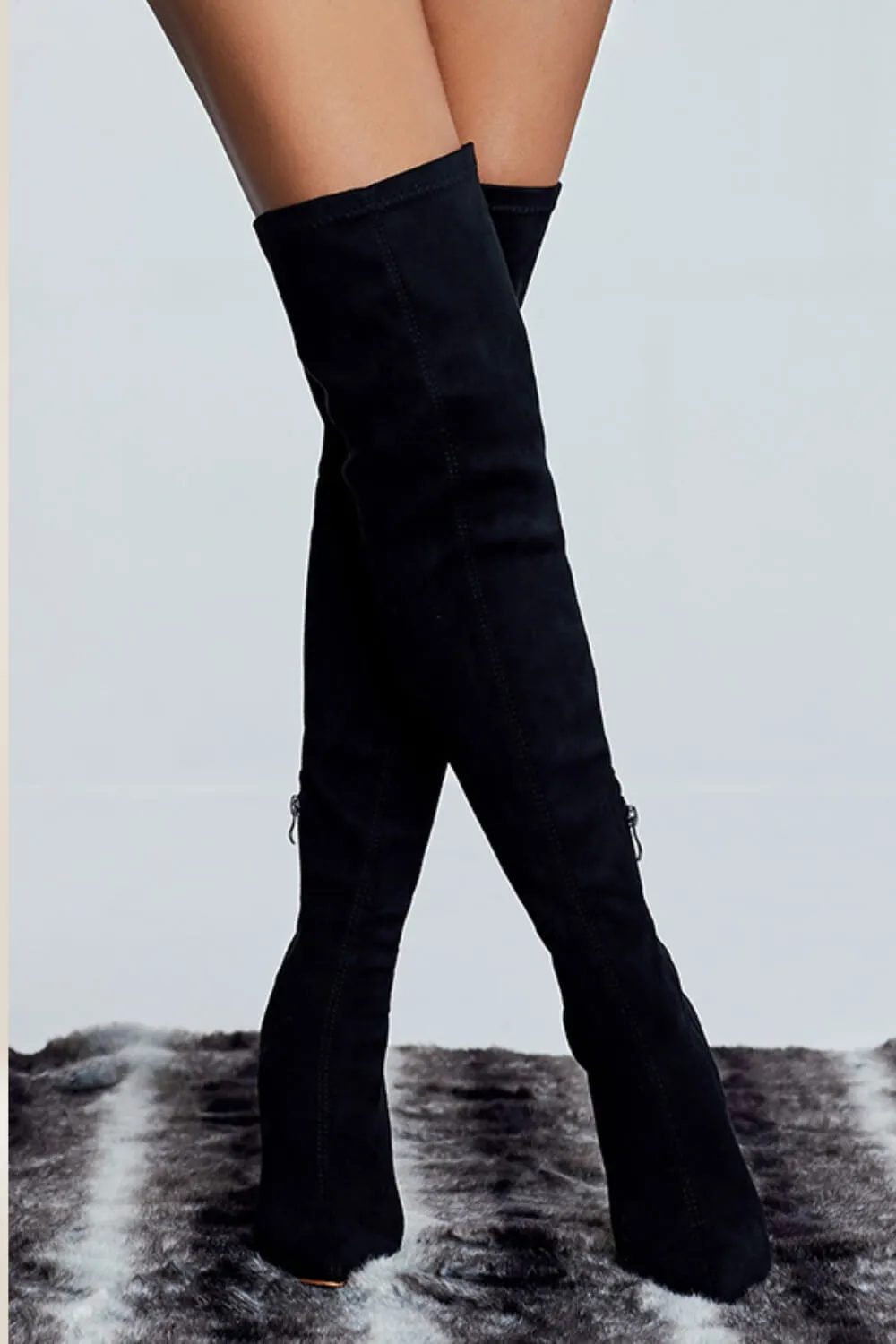 Black Over The Knee High Heel Boots