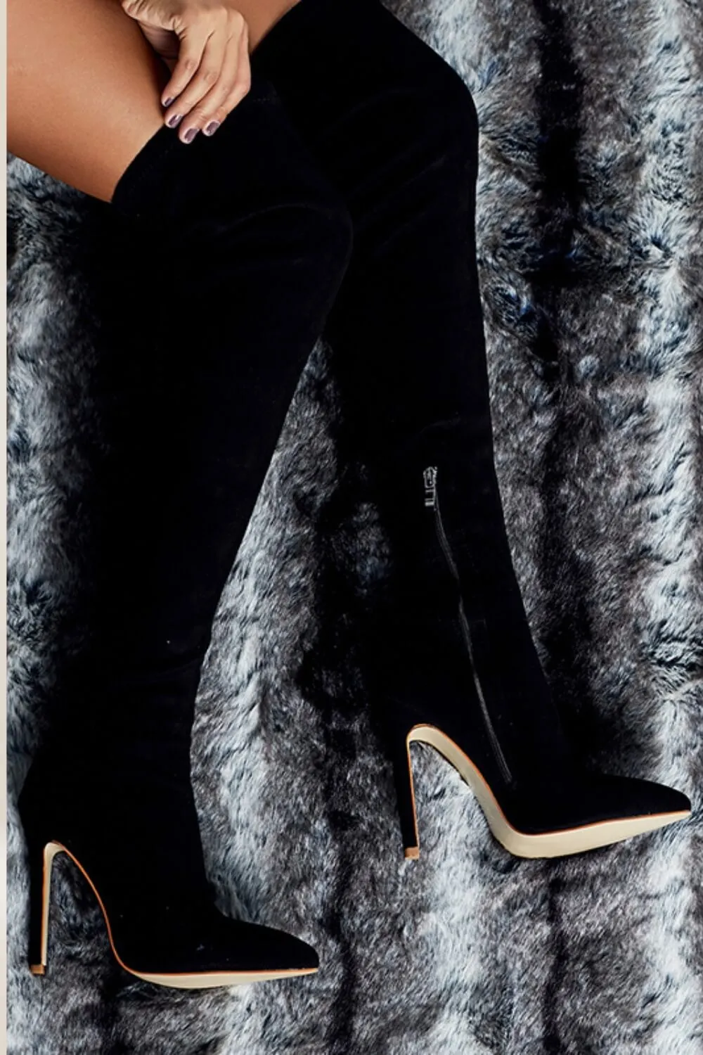 Black Over The Knee High Heel Boots