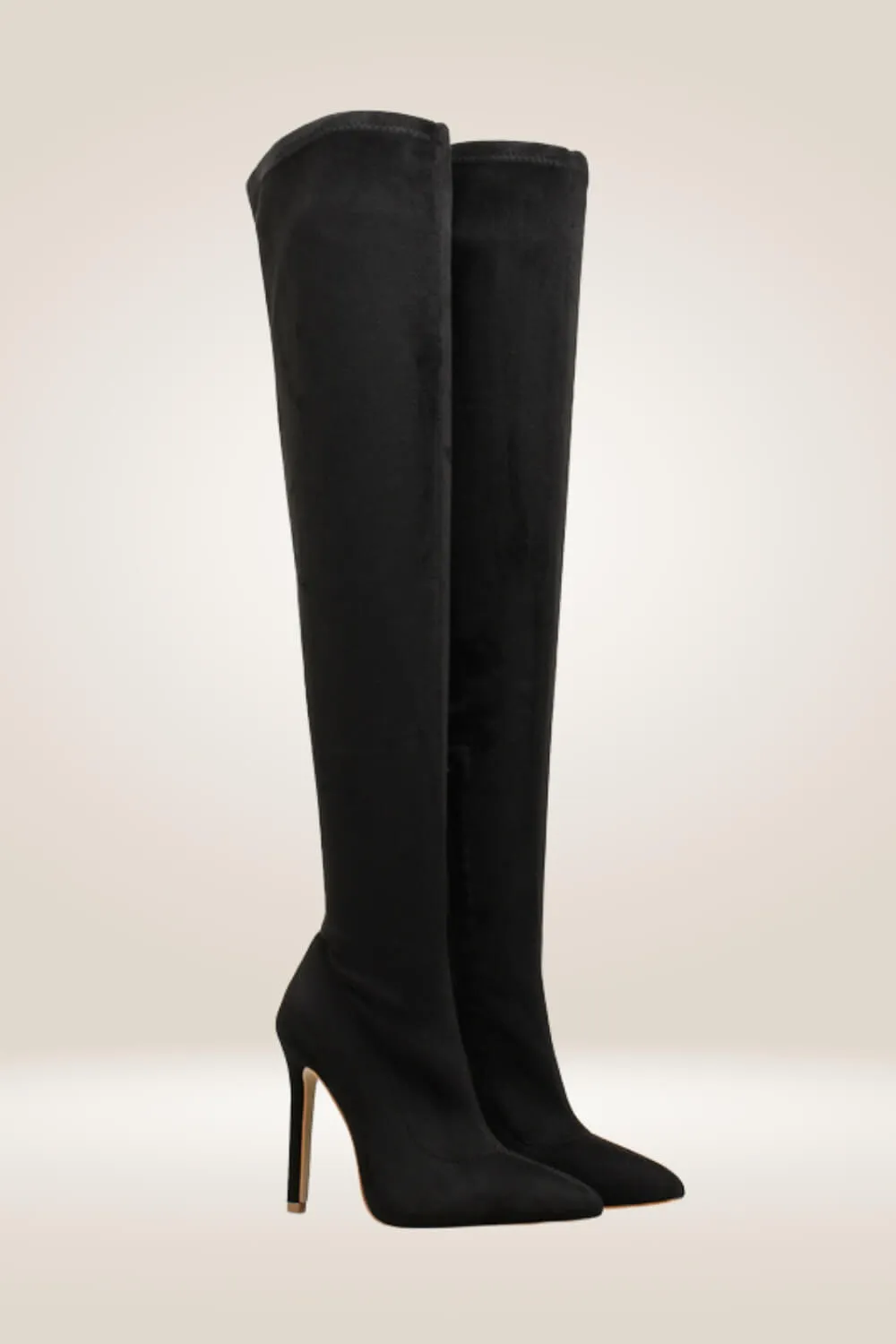 Black Over The Knee High Heel Boots