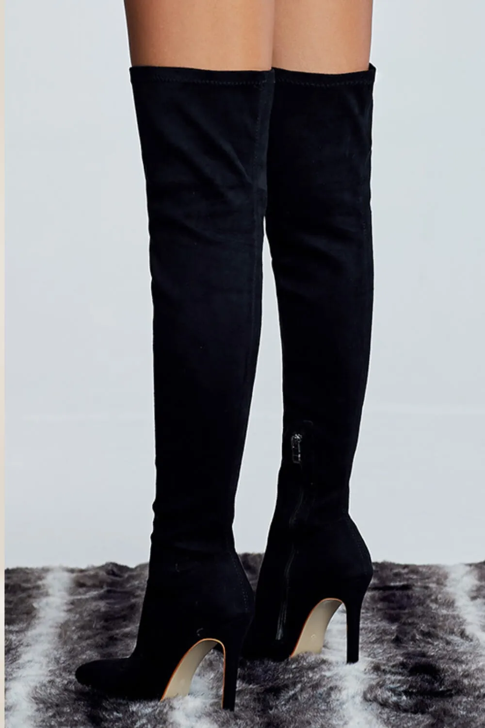 Black Over The Knee High Heel Boots