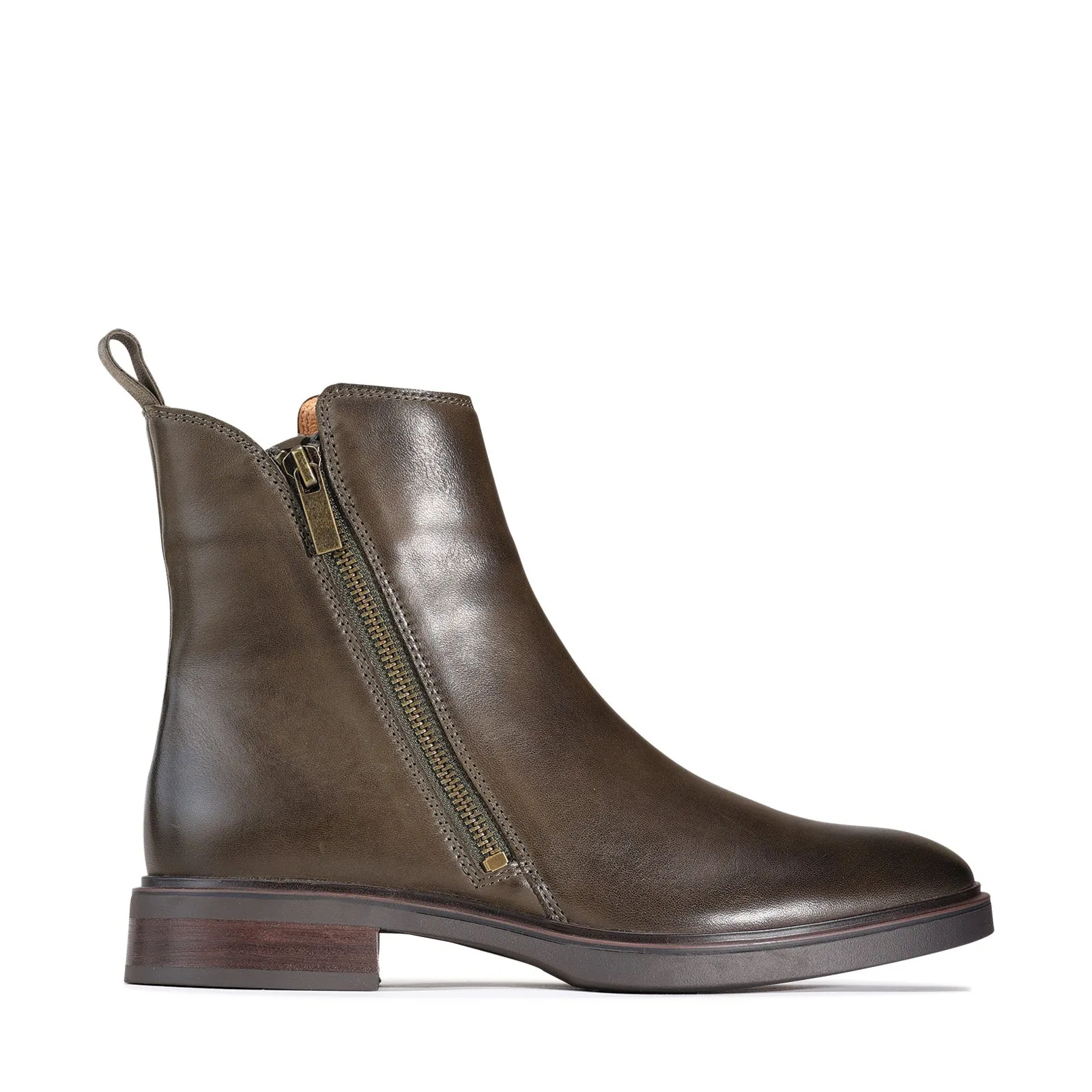 BLAINE LEATHER ZIPPER ANKLE BOOTS