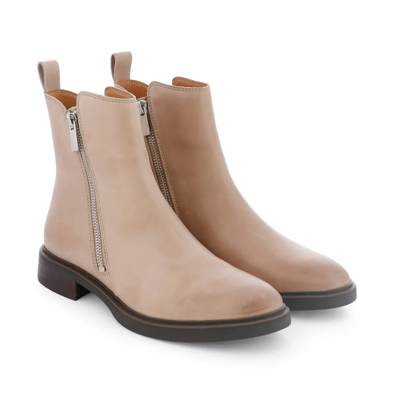 BLAINE LEATHER ZIPPER ANKLE BOOTS