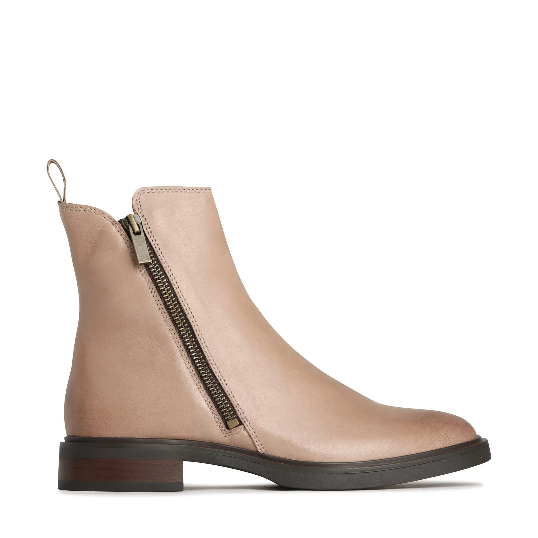 BLAINE LEATHER ZIPPER ANKLE BOOTS