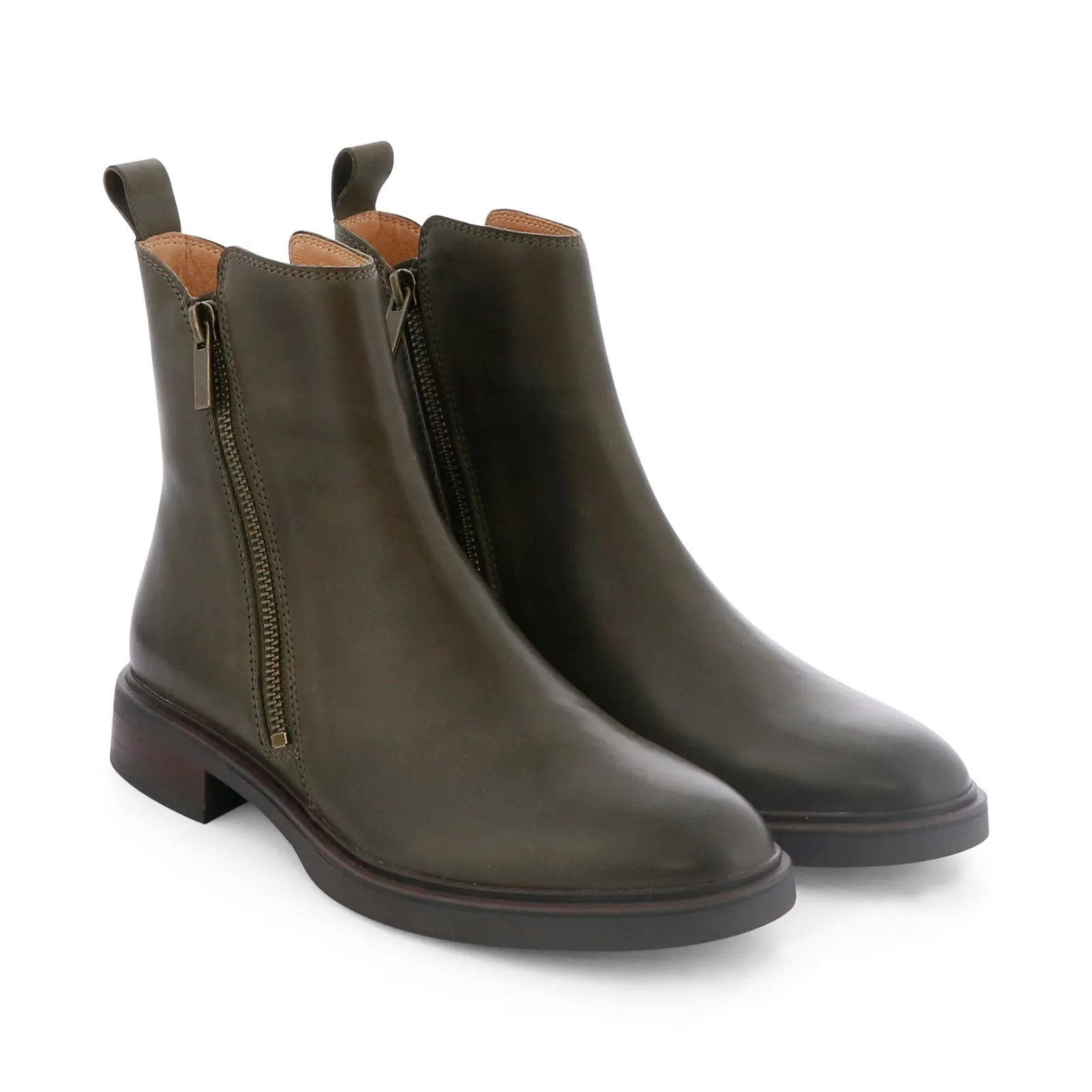 BLAINE LEATHER ZIPPER ANKLE BOOTS