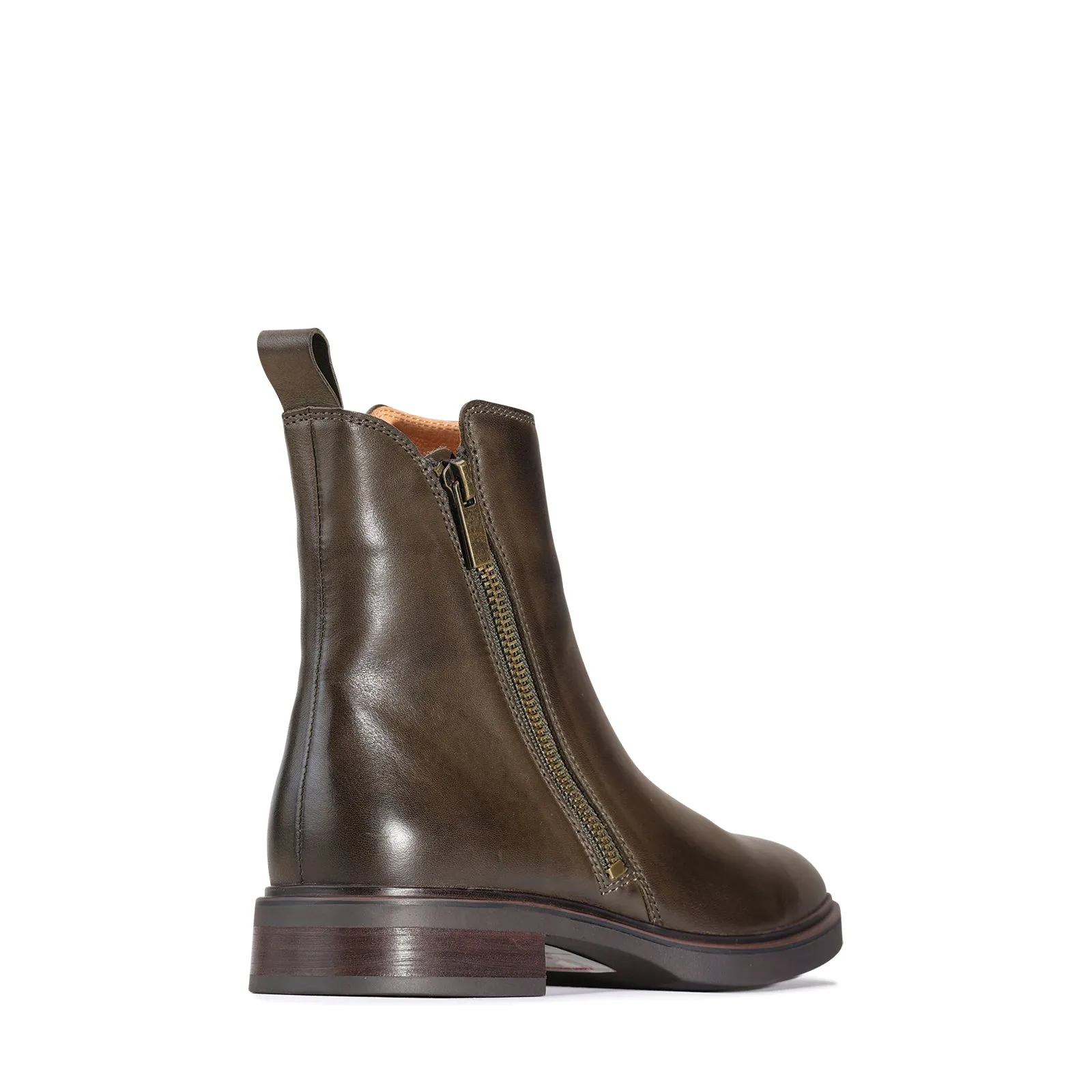 BLAINE LEATHER ZIPPER ANKLE BOOTS