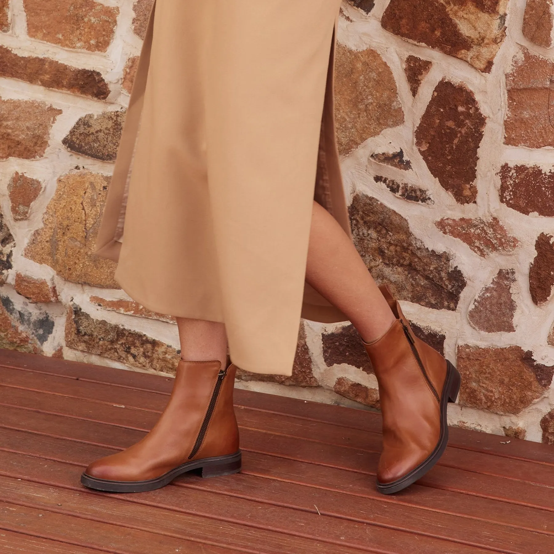 BLAINE LEATHER ZIPPER ANKLE BOOTS