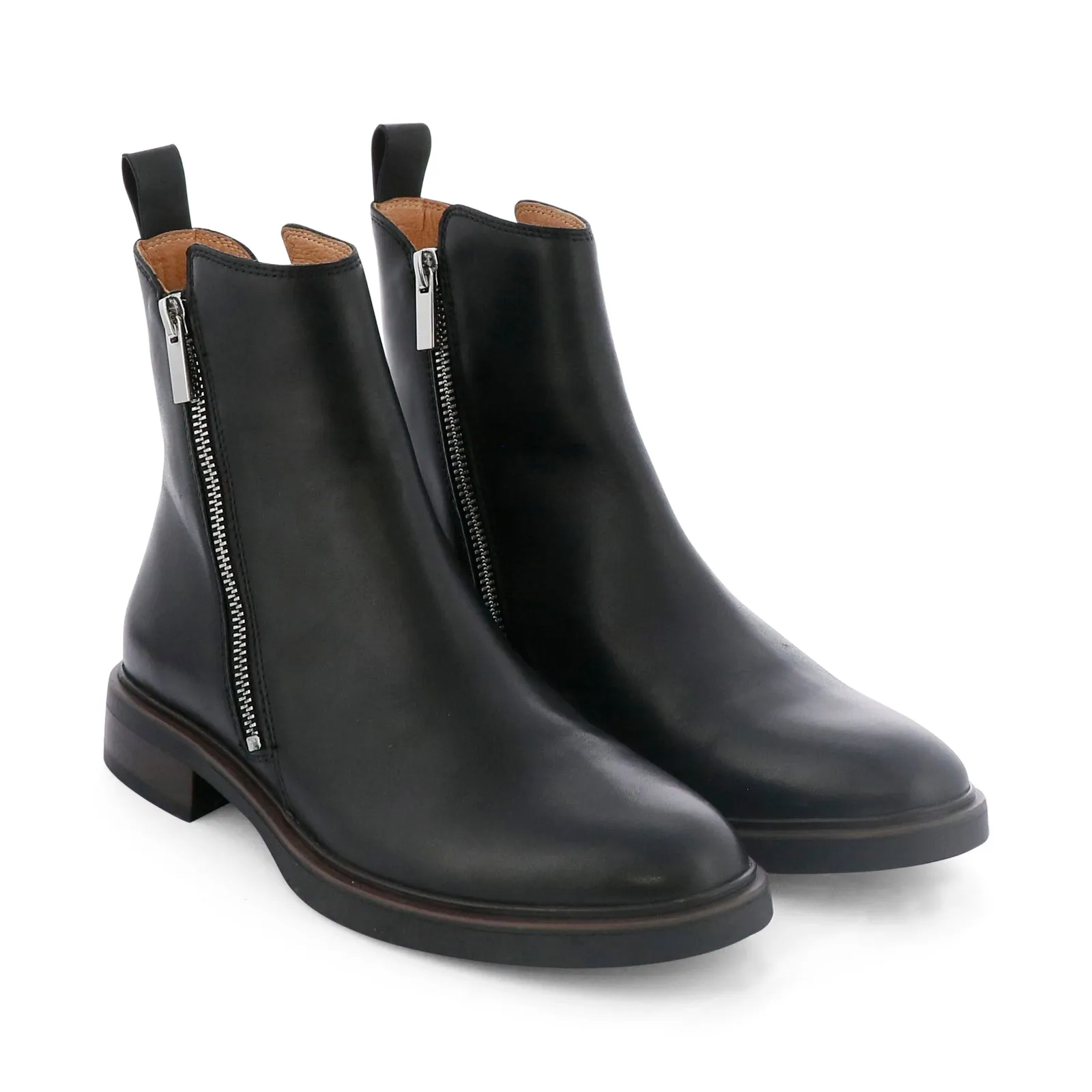 BLAINE LEATHER ZIPPER ANKLE BOOTS