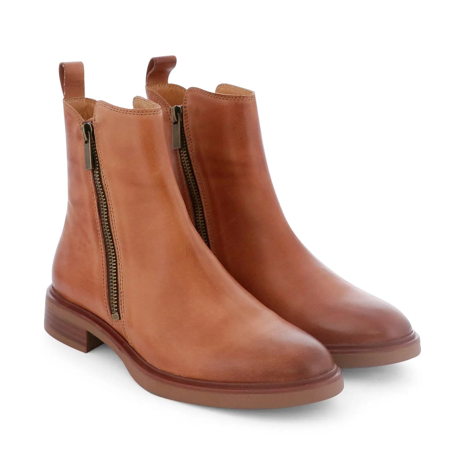 BLAINE LEATHER ZIPPER ANKLE BOOTS