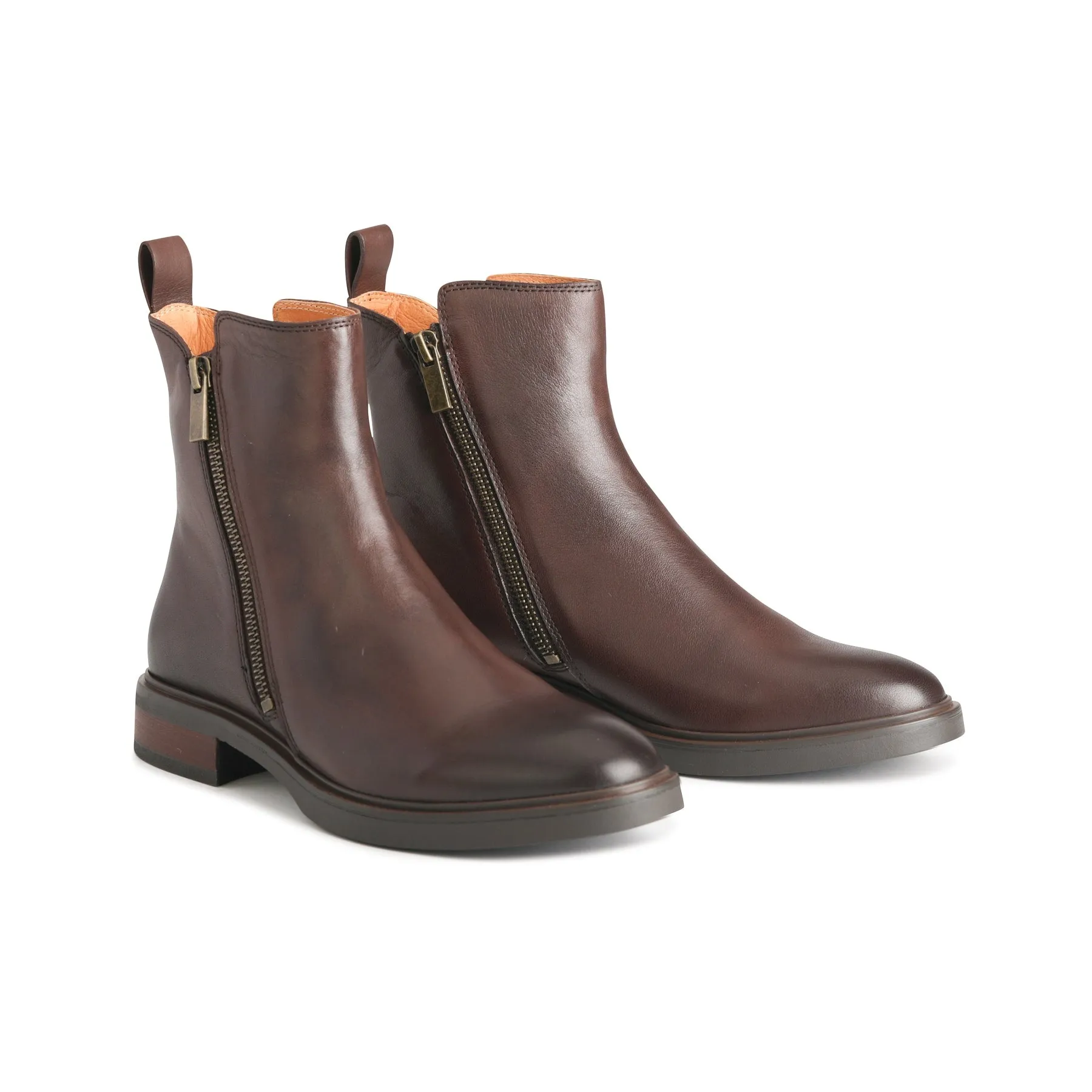 BLAINE LEATHER ZIPPER ANKLE BOOTS