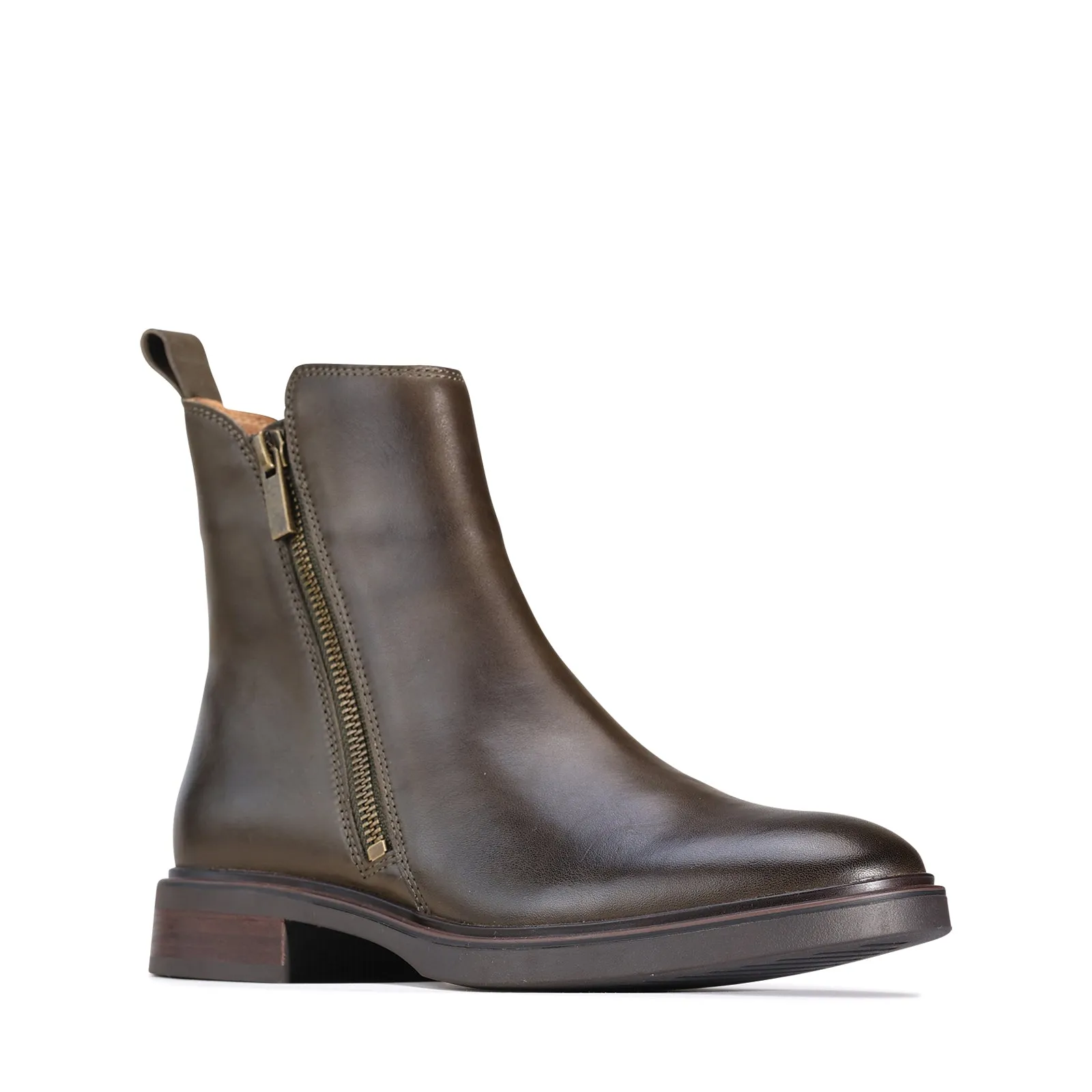 BLAINE LEATHER ZIPPER ANKLE BOOTS