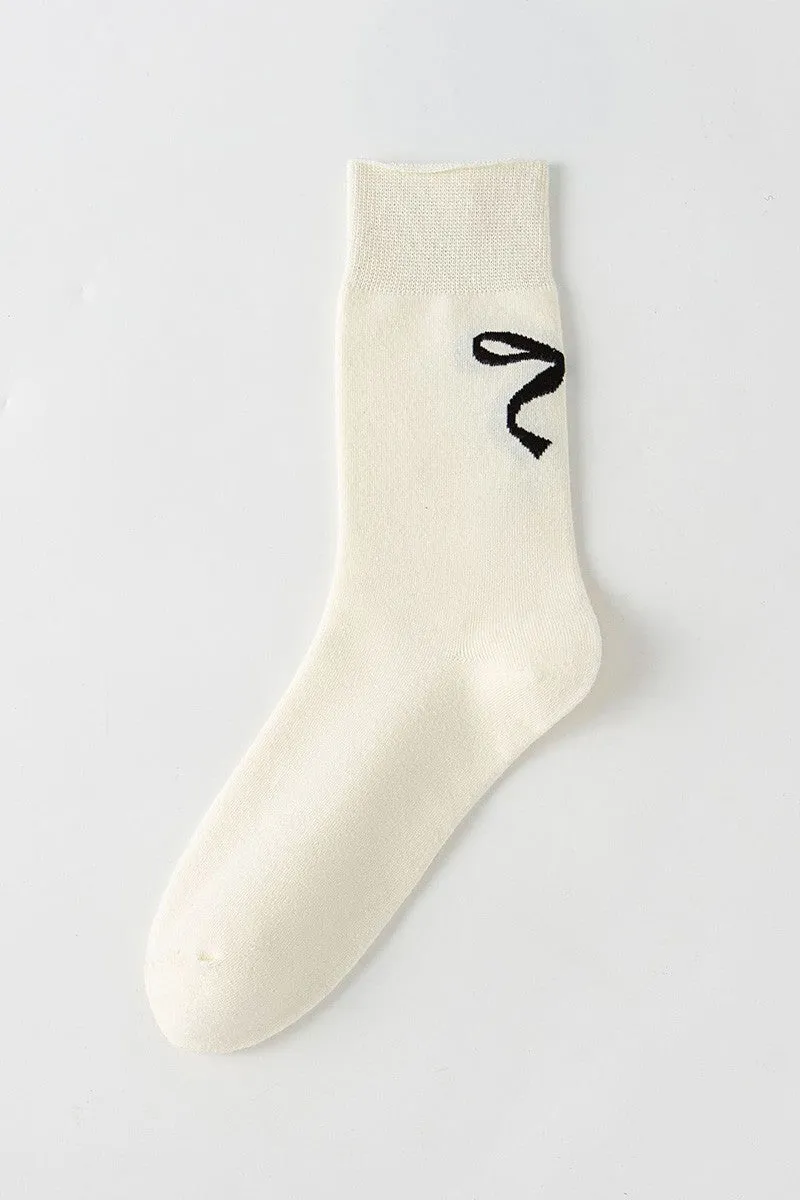 Chic Bow-Embellished Crew Socks