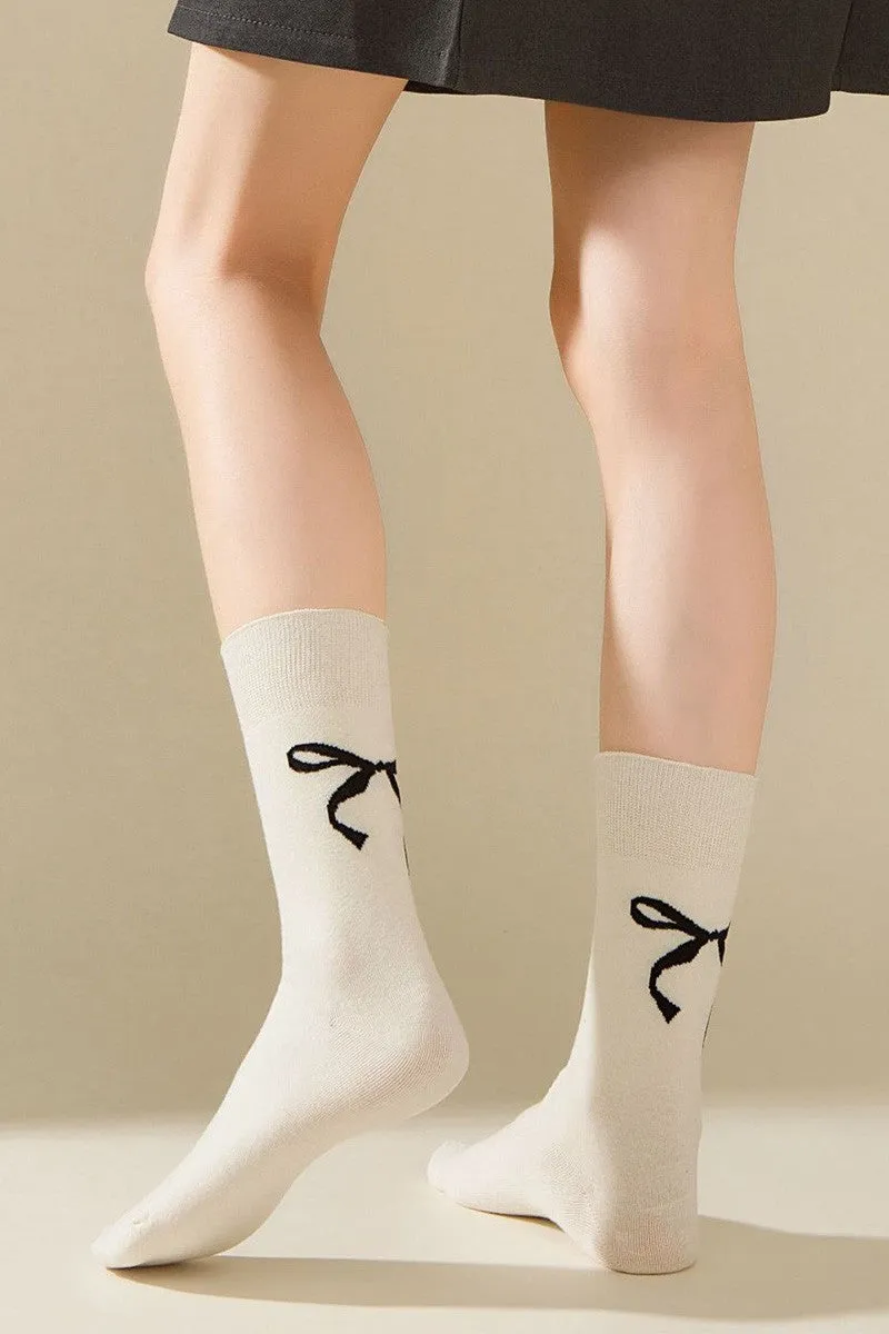 Chic Bow-Embellished Crew Socks