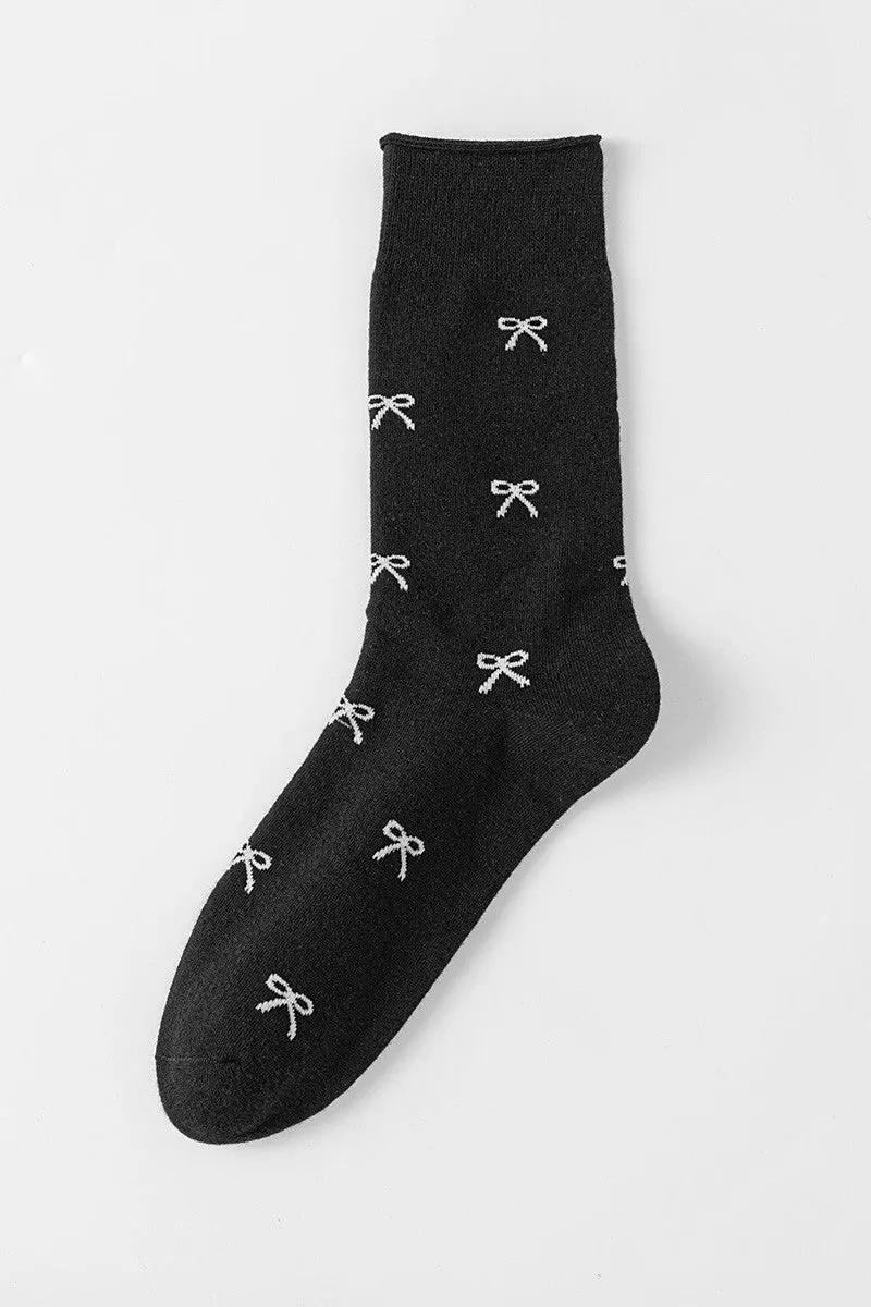 Chic Bow-Embellished Crew Socks