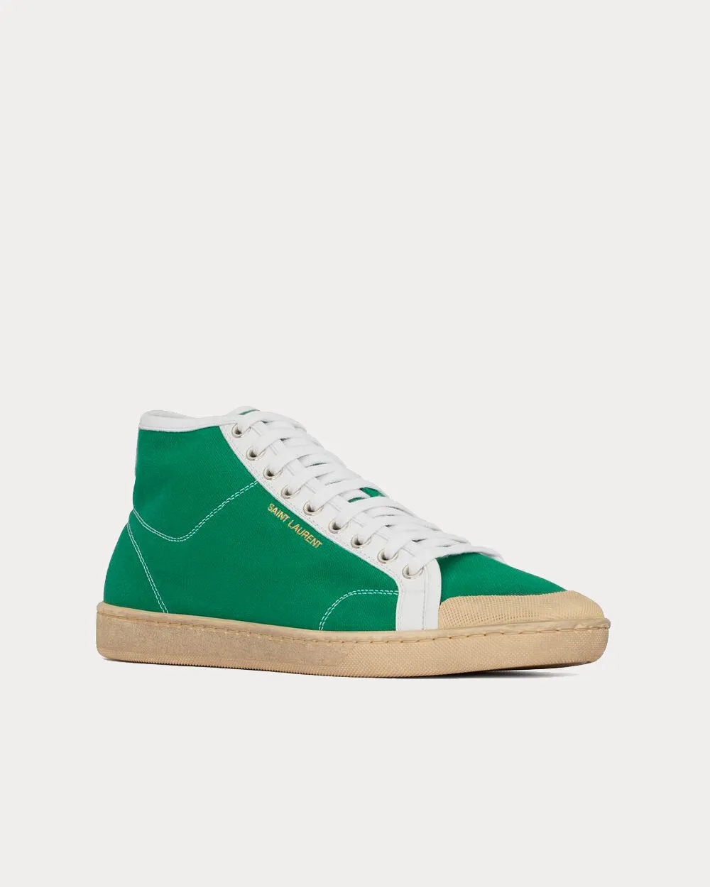 Court Classic Sl/39 Canvas & Leather Green Mid Top Sneakers