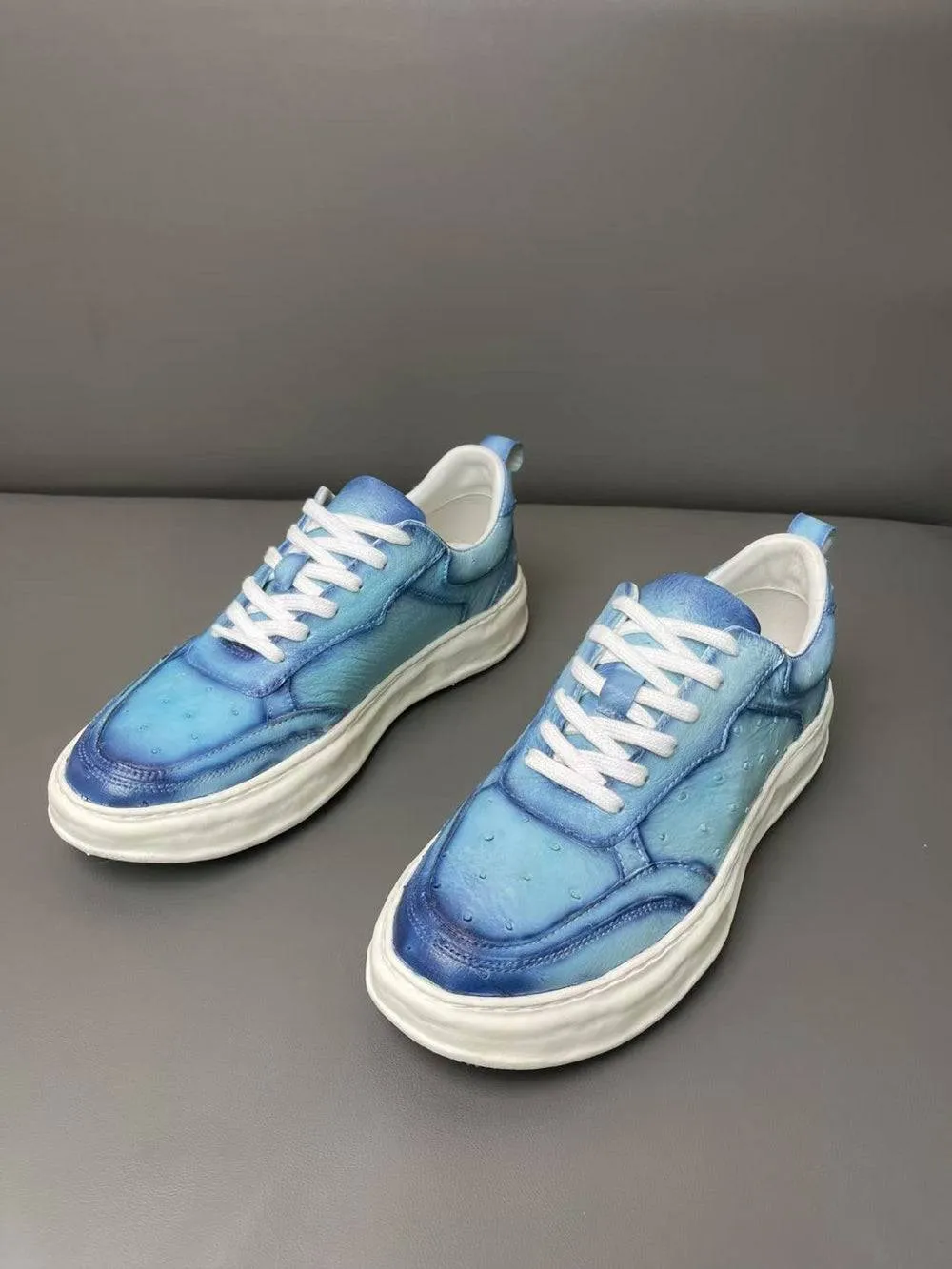 Crocodile Shoes Ostrich Skin Leather Sneaker Shoes,Mens shoes