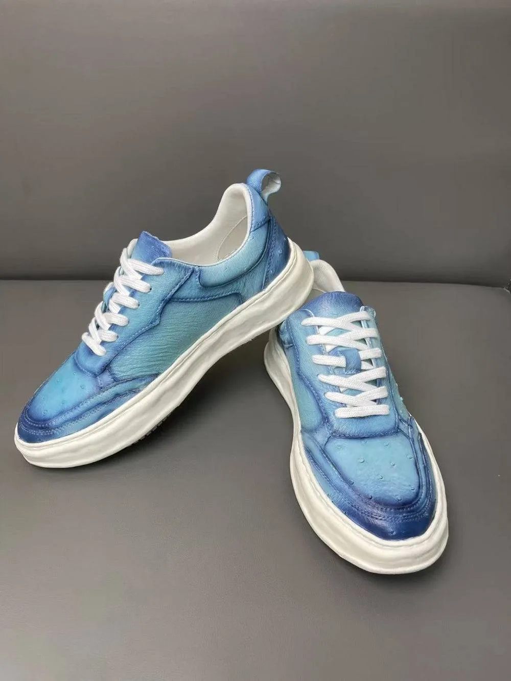 Crocodile Shoes Ostrich Skin Leather Sneaker Shoes,Mens shoes