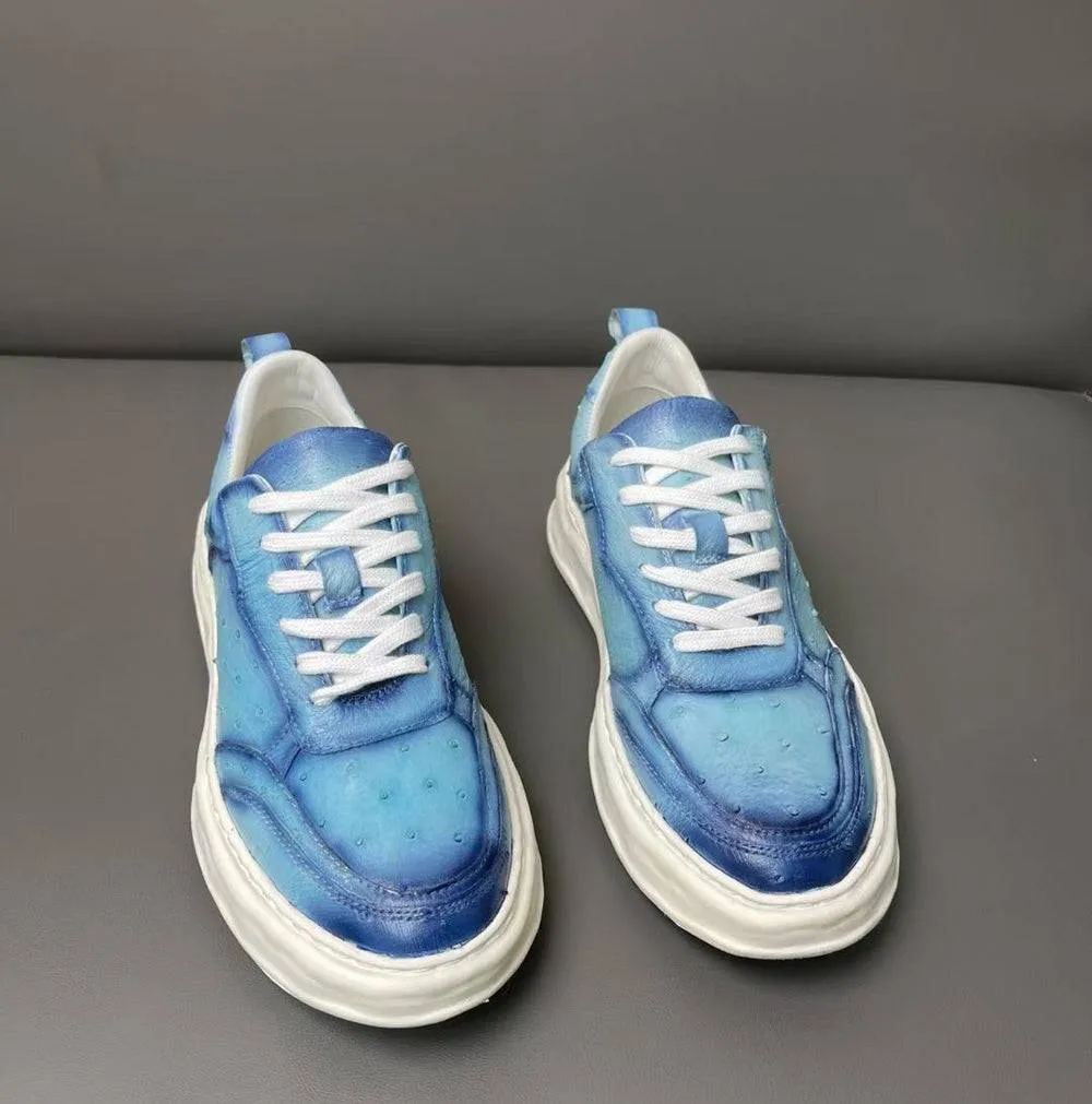 Crocodile Shoes Ostrich Skin Leather Sneaker Shoes,Mens shoes