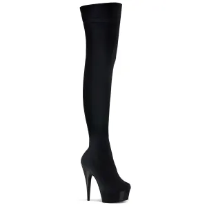 DELIGHT-3002 Pleaser Black Velvet Sexy Platform Shoes (Pole Dancing Heels)