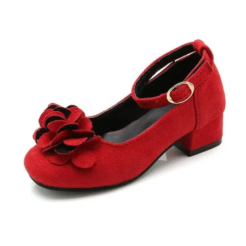 Fashion Girls Kids Children High Heeled Leathers Shoes Princess Sweet