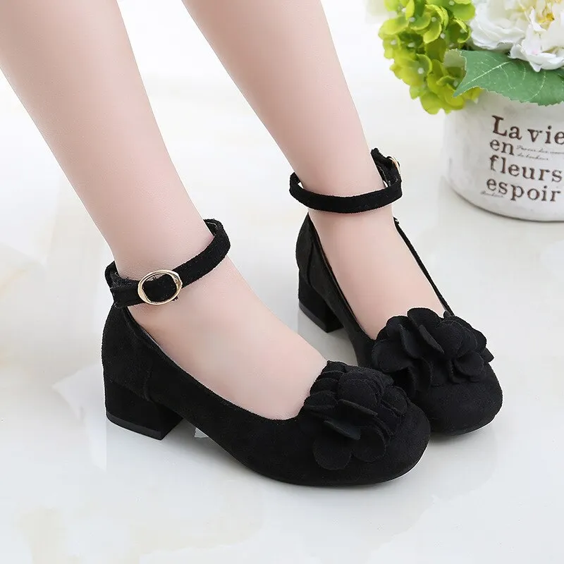 Fashion Girls Kids Children High Heeled Leathers Shoes Princess Sweet