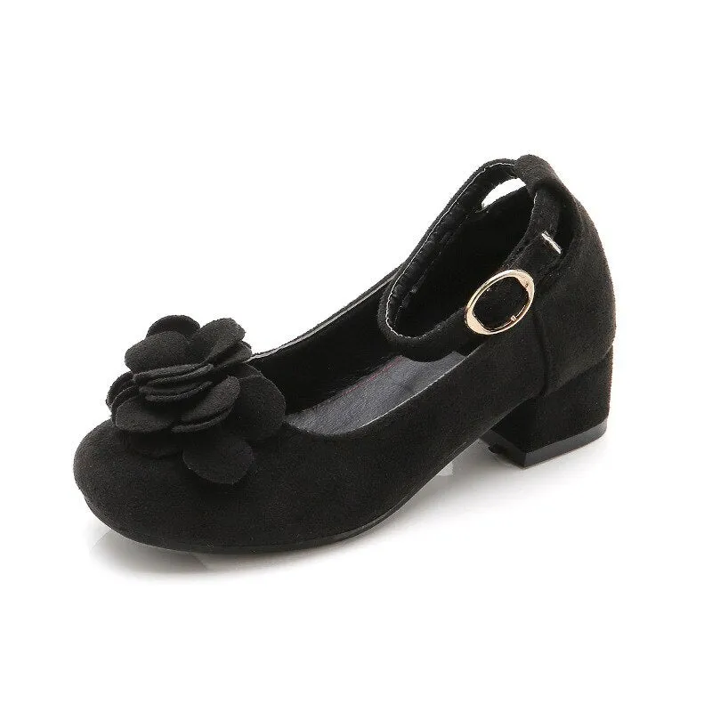 Fashion Girls Kids Children High Heeled Leathers Shoes Princess Sweet