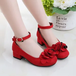 Fashion Girls Kids Children High Heeled Leathers Shoes Princess Sweet