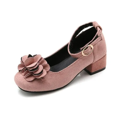 Fashion Girls Kids Children High Heeled Leathers Shoes Princess Sweet