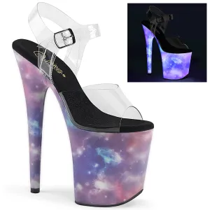 FLAMINGO-808REFL Pleaser Clear/Purple-Blue Reflective Sexy Platform Shoes (Pole Dancing Heels)