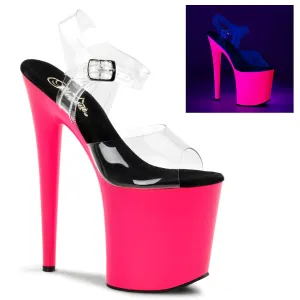 FLAMINGO-808UV Pleaser Clear/Neon Pink Sexy Platform Shoes (Pole Dancing Heels)
