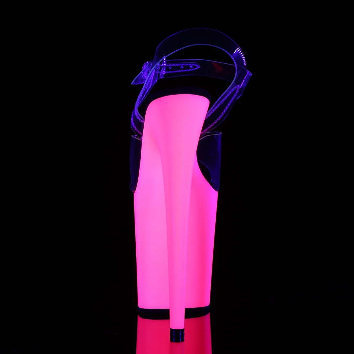 FLAMINGO-808UV Pleaser Clear/Neon Pink Sexy Platform Shoes (Pole Dancing Heels)