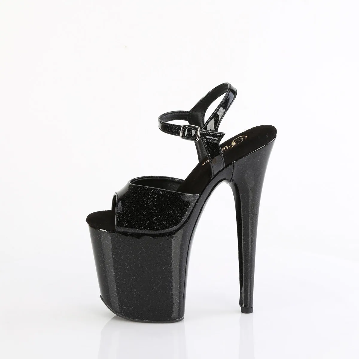 FLAMINGO-809GP Pleaser Black Glitter Sexy Platform Shoes (Pole Dancing Heels)