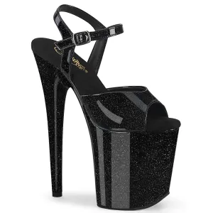 FLAMINGO-809GP Pleaser Black Glitter Sexy Platform Shoes (Pole Dancing Heels)