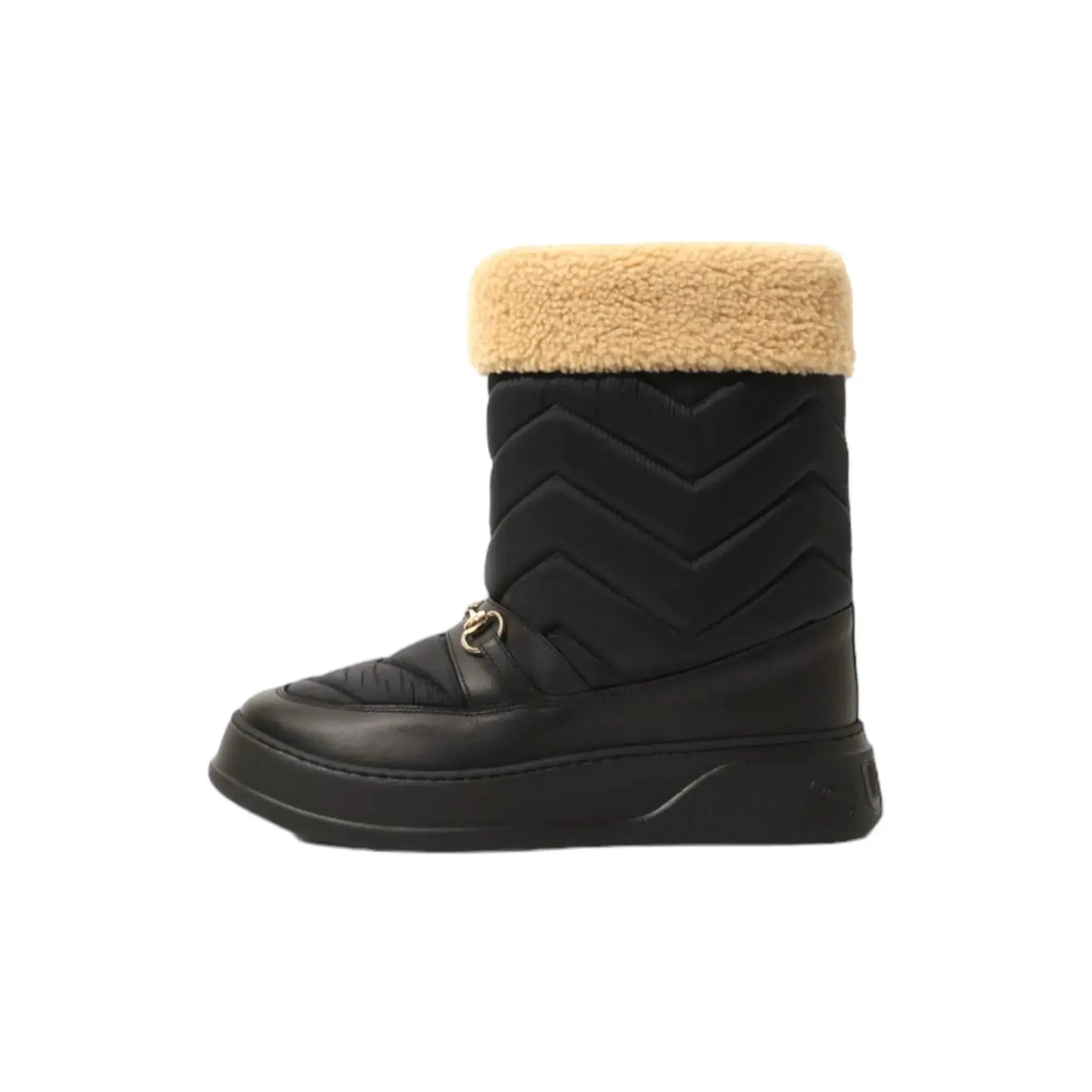 Gucci Horsebit Chevron-Quilted Boots