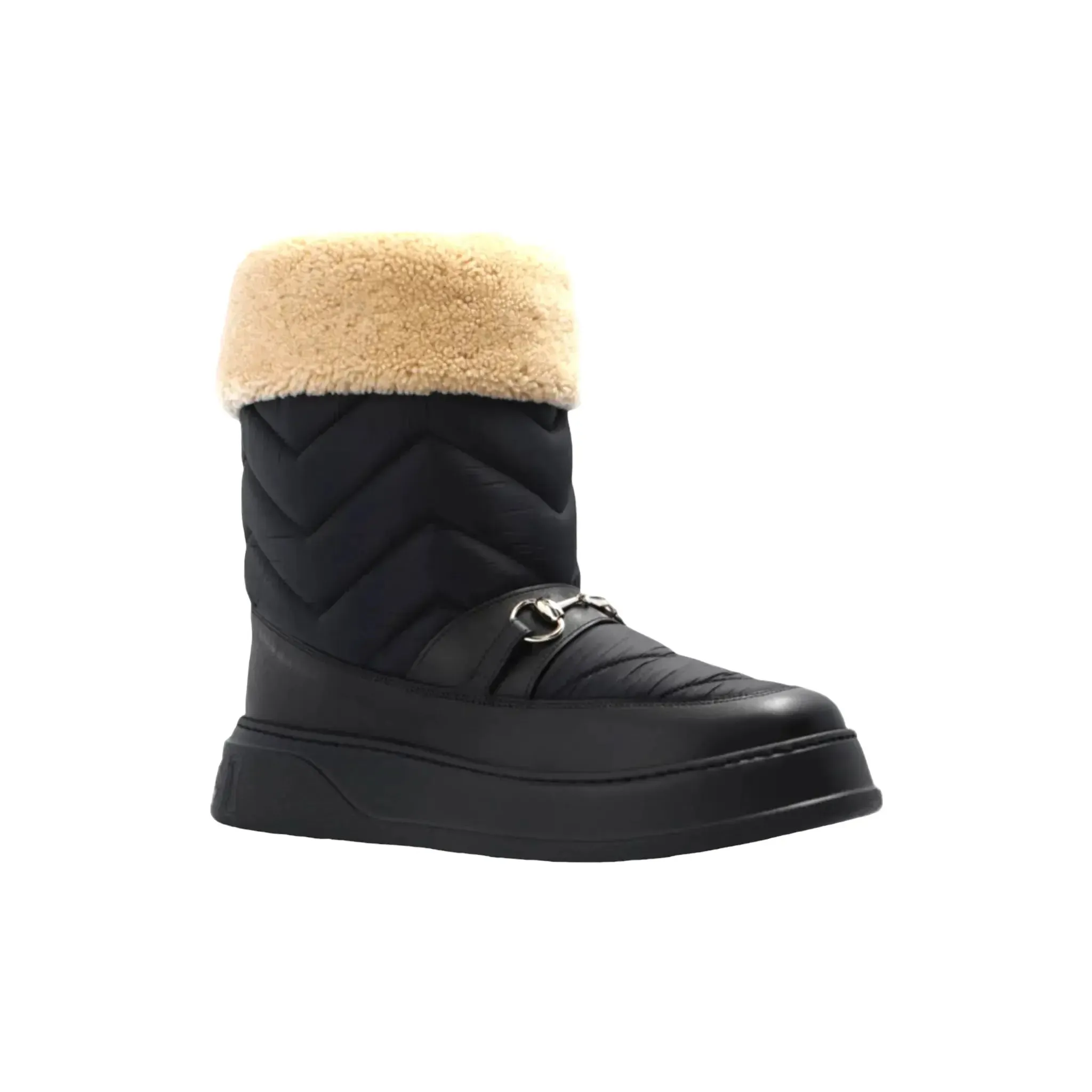 Gucci Horsebit Chevron-Quilted Boots