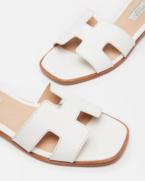 Haydn - H Strap Leather Sandal Slides - White