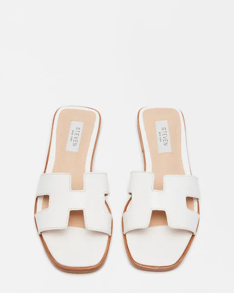 Haydn - H Strap Leather Sandal Slides - White