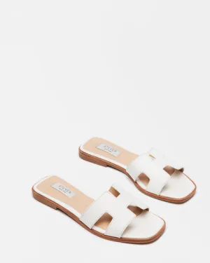 Haydn - H Strap Leather Sandal Slides - White