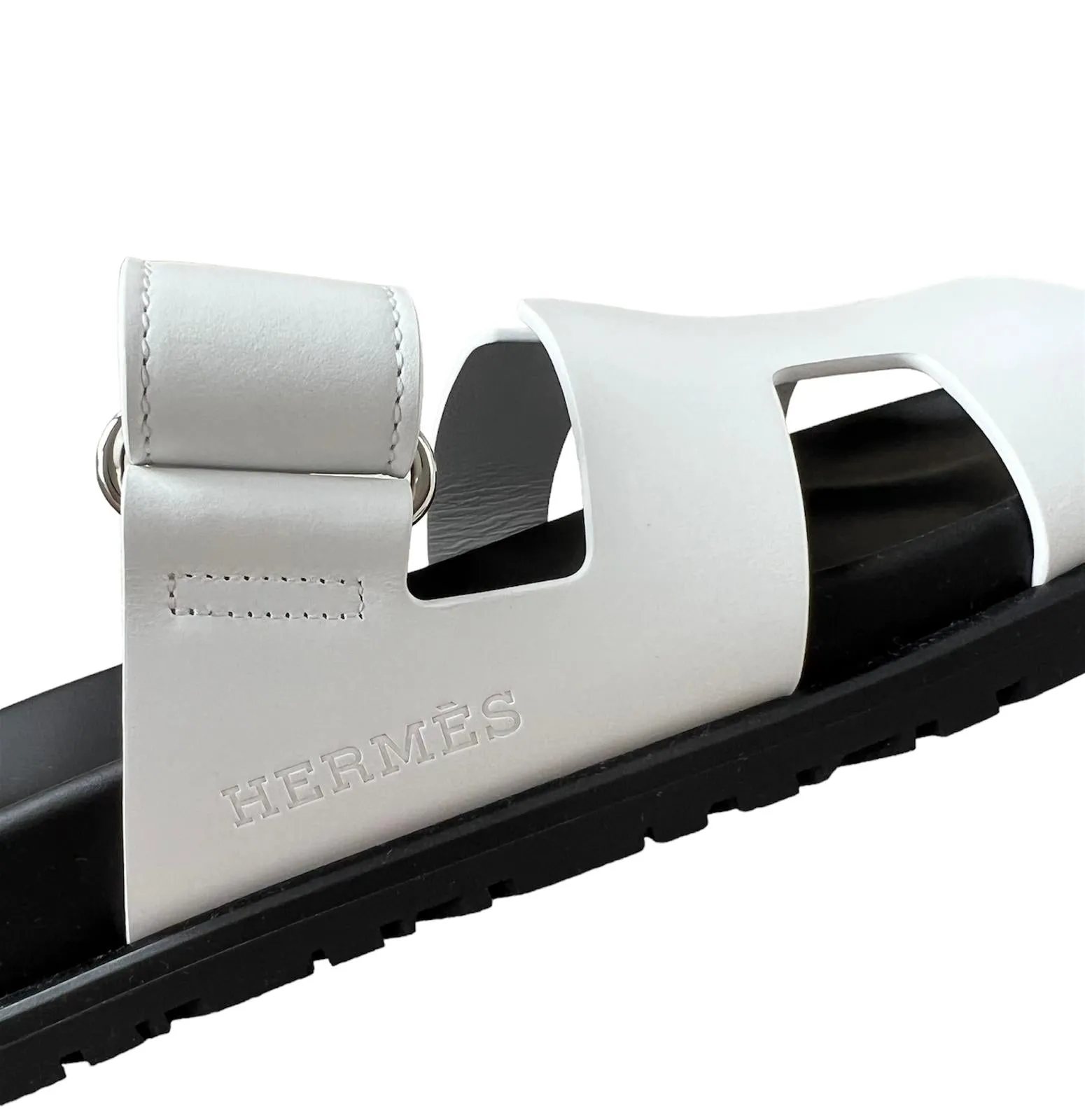 HERMES Chypre leather white size 39.5 * Store fresh *
