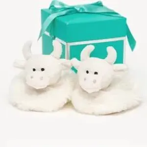 Highland Coo Baby Slippers - Cream
