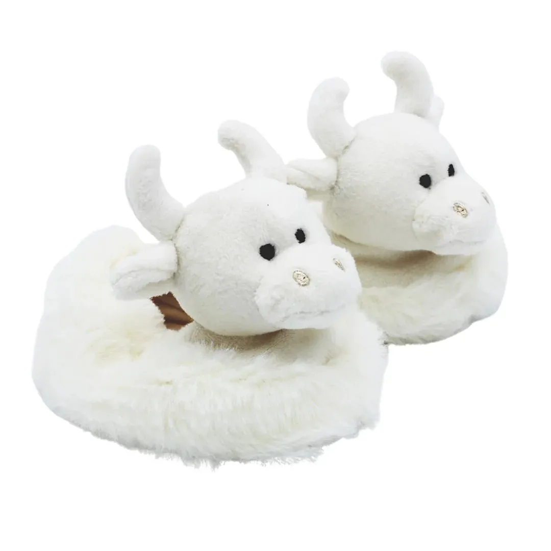 Highland Coo Baby Slippers - Cream