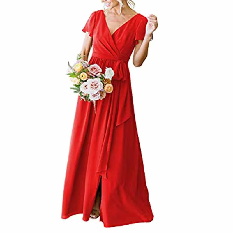 Lace Up  Country Bridesmaid Dresses Lace Chiffon Formal Dresses