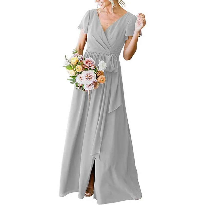 Lace Up  Country Bridesmaid Dresses Lace Chiffon Formal Dresses