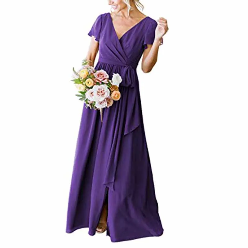 Lace Up  Country Bridesmaid Dresses Lace Chiffon Formal Dresses